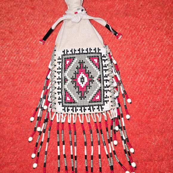 Rare Vintage Native American Double Sided Beaded Pouch - Picture 3 of 7